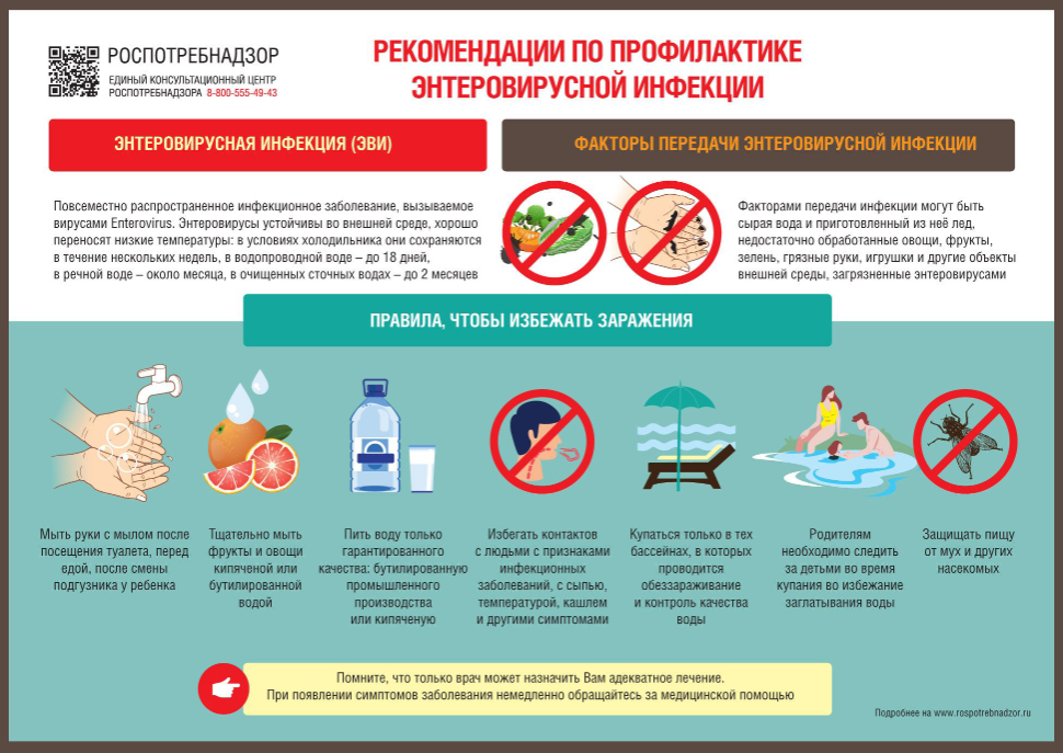 Управление Роспотребнадзора по Саратовской области напоминает, что в теплое время года увеличиваются риски возникновения случаев острых кишечных и других инфекций, среди которых одними из актуальных являются заболевания энтеровирусной этиологии..
